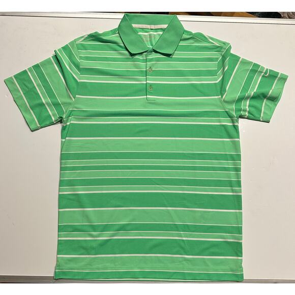 Nike Shirt Mens Med Green white Golf Polo Short Sleeve Dri-Fit Tour Performance - Picture 1 of 7